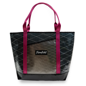 Grey recycled sailcloth tote with pink handles