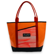 Orange and orange tie dye recycled sailcloth tote with orange straps
